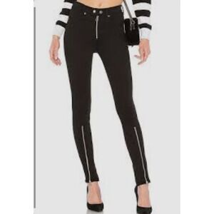 Rag & Bone Women's Isabel Zip Hem Skinny Jeans‎ Black Size 26 Stretch Denim Moto